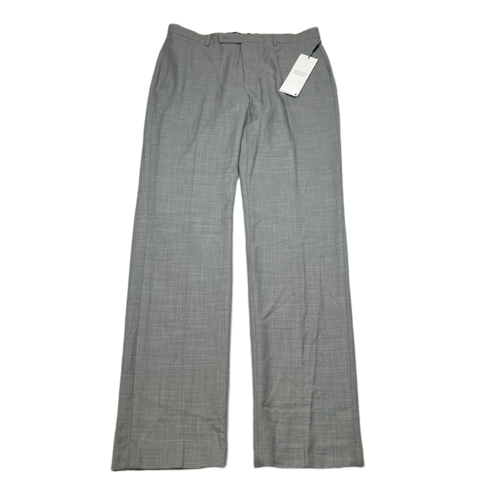 Calvin Klein Slim Fit Dress Pants Mens 34x34 Light Gray Tapered Leg Stretch NEW